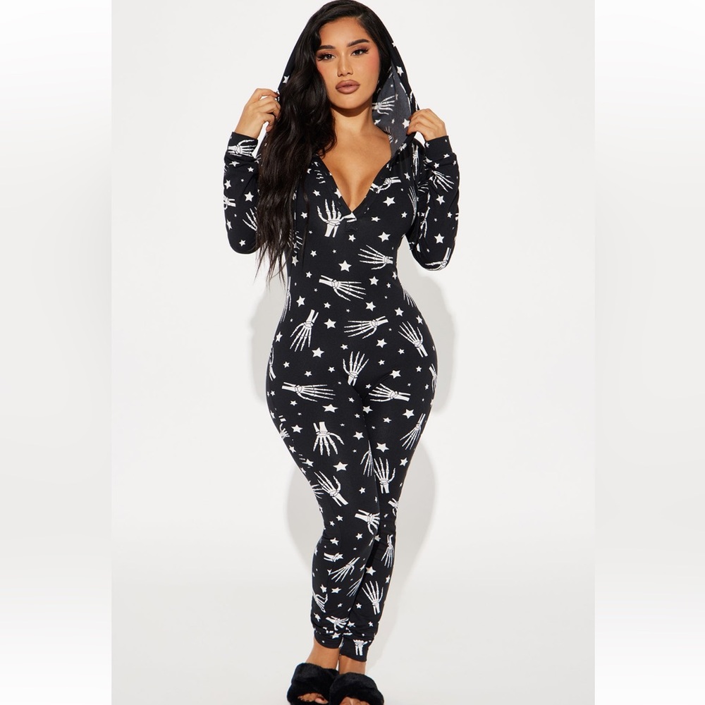 Black & White Spooky Onsie from Fashion Nova - Brand New
